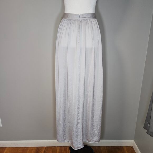 Victorias‎ Secret Satin Maxi Skirt Womens 6 Silver Gray High Waist Slit Lounge - Picture 4 of 10